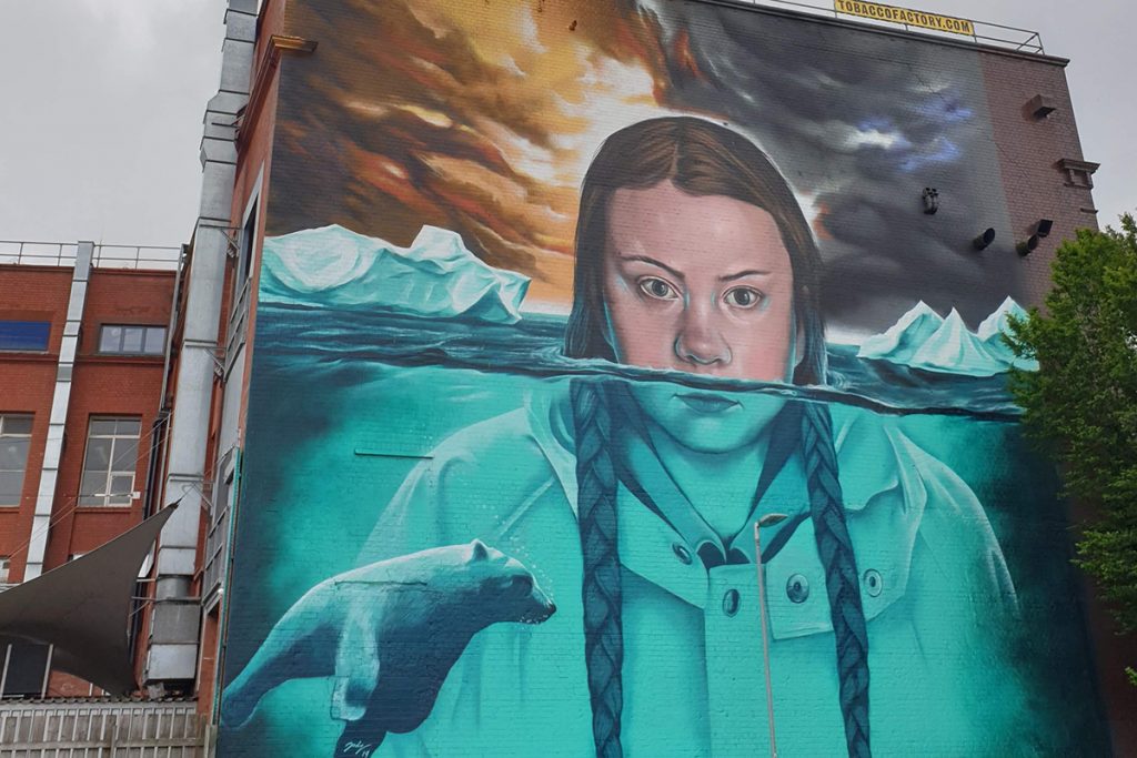 Mural of Greta Thunberg in Bristol, UK
