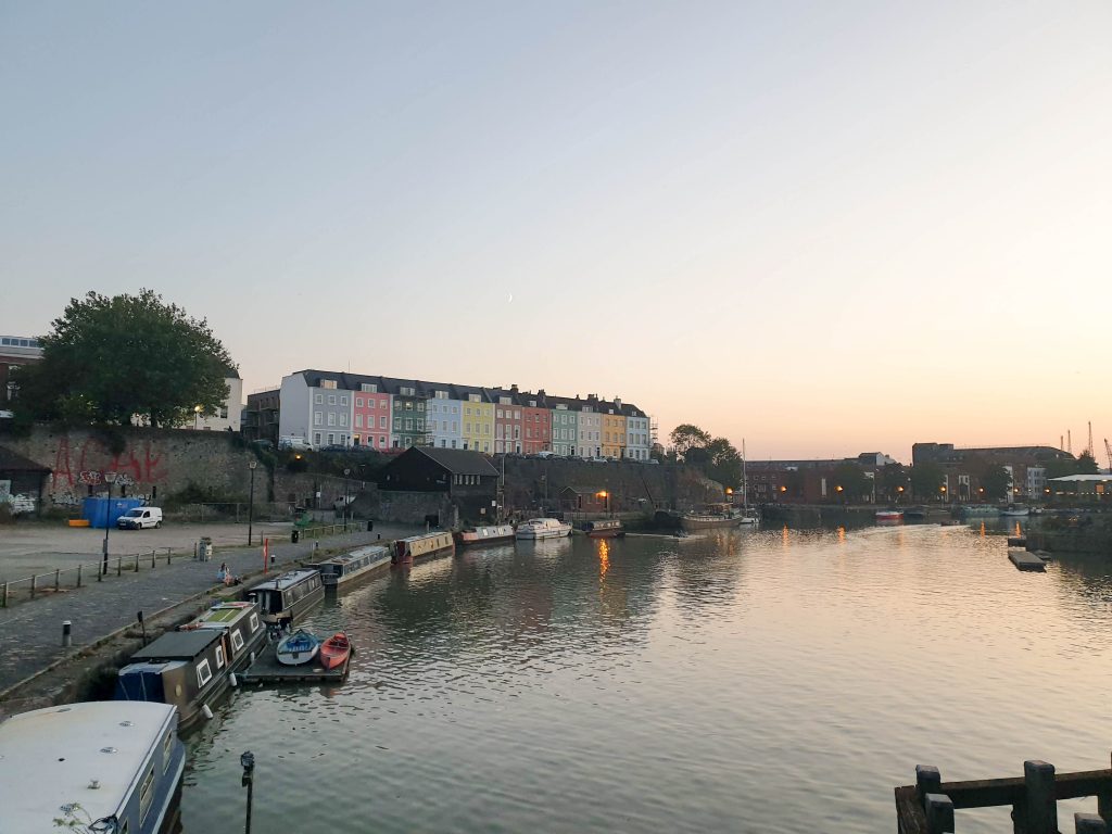 Harbourside and colourful houses in Bristol, UK