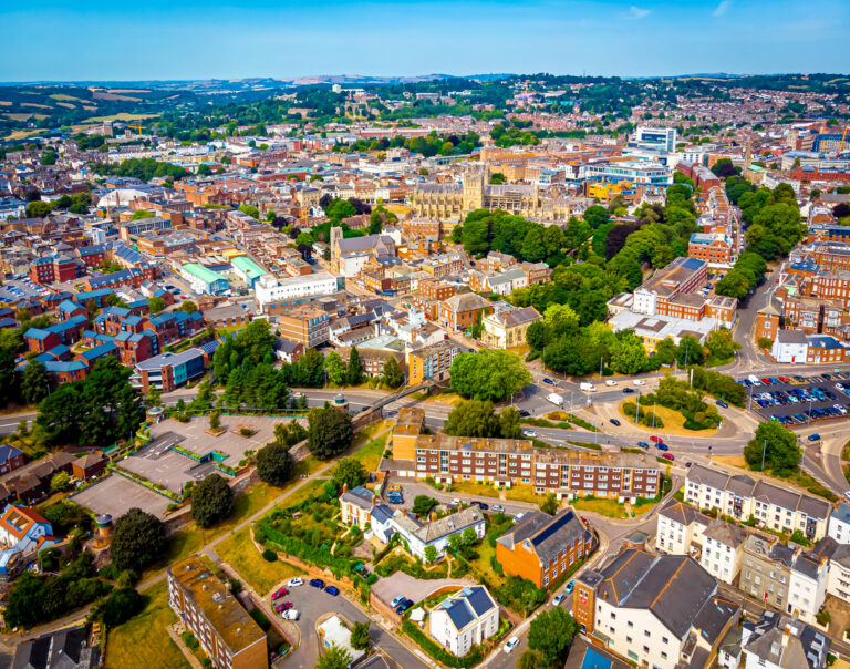 Aerial view of Exeter in summer day, UK