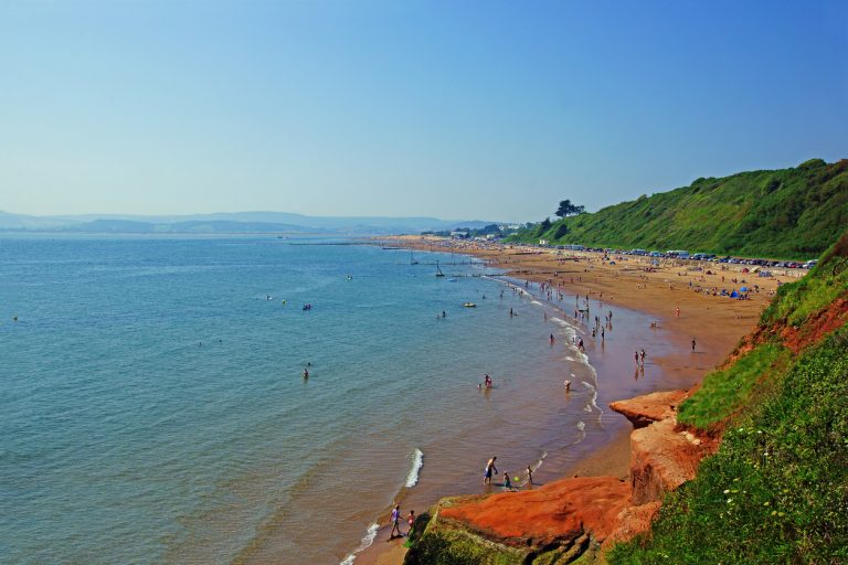 Orcombe point, Exmouth beach on the Jurassic coast of Devon, UK