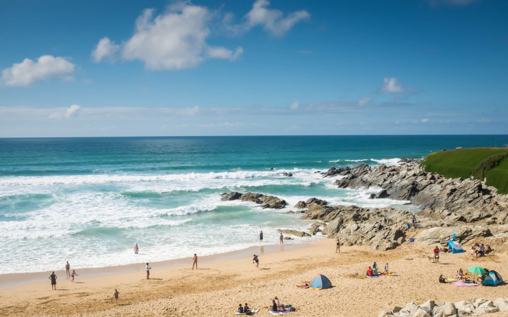 Fistral beach, Cornwall, South West England in summer.
