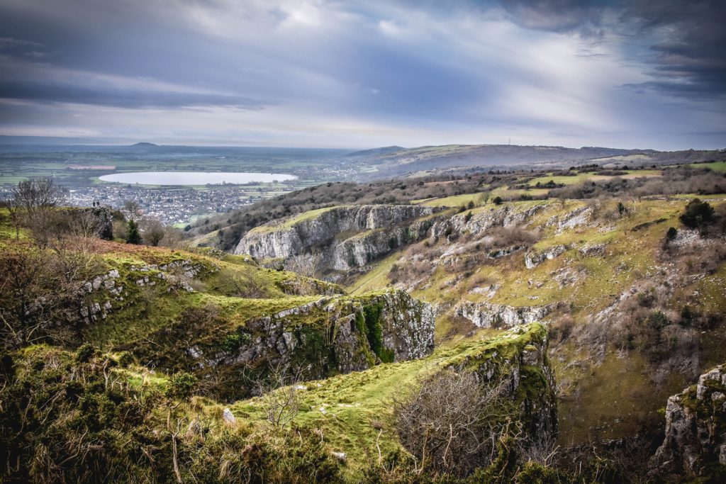 Cheddar Gorge Panorama in Somerset, South West England