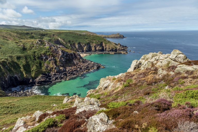 The view across two coves from the Cornish Coastal Path, Cornwall