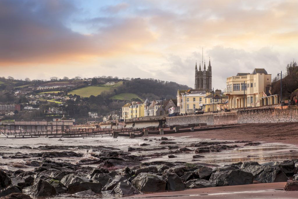 The beach at Teignmouth, Devon, England.