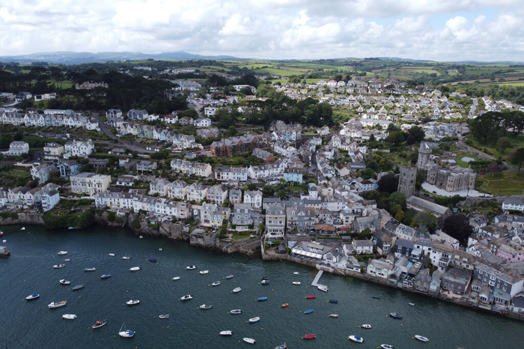 Amazing birds eye view of the town of Fowey