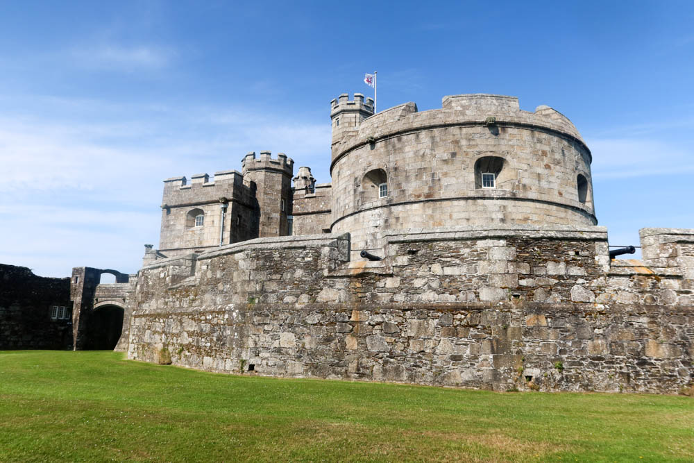 Close up of Pendennis Castle with blue sky in background