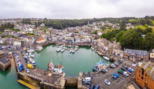 Aerial view of Padstow in Cornwall, UK