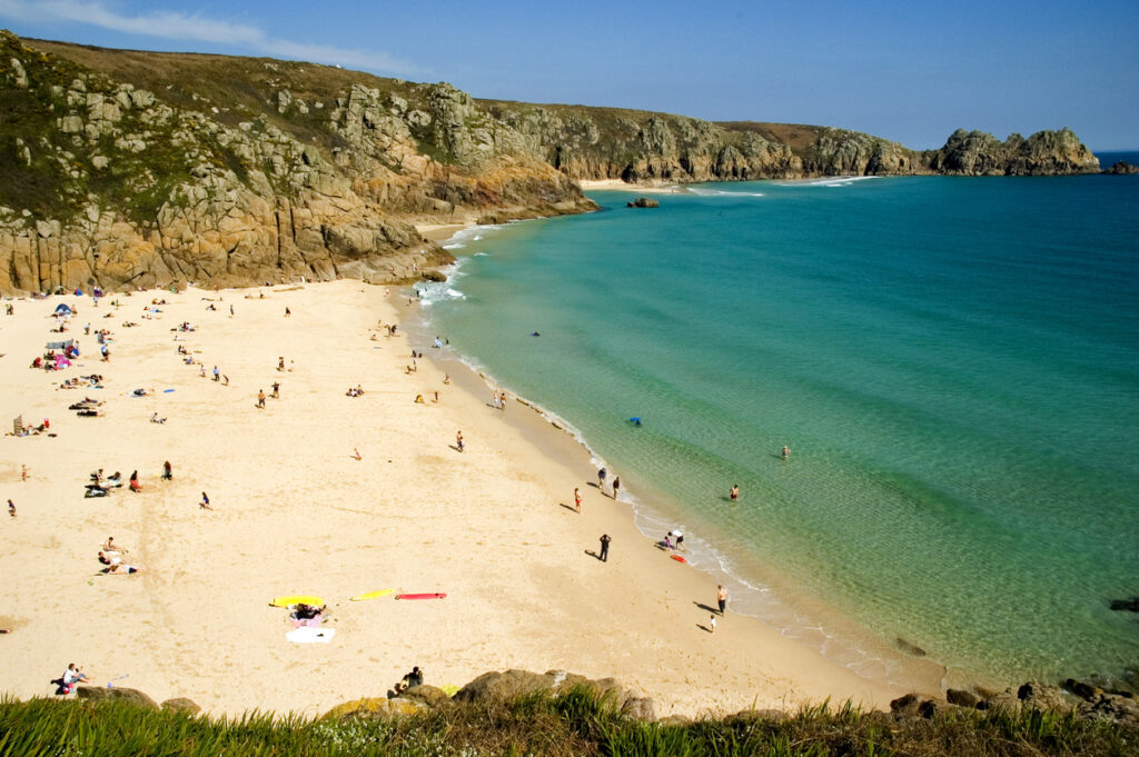 Porth Curno Beautiful beach in Cornwall, England