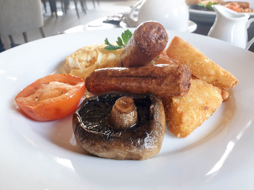 A vegetarian full English breakfast at Trenython Hotel
