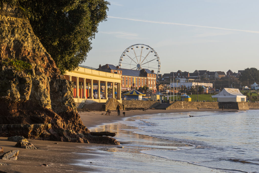 The Welsh costal resort of Barry Island bathed in a golden mining light
