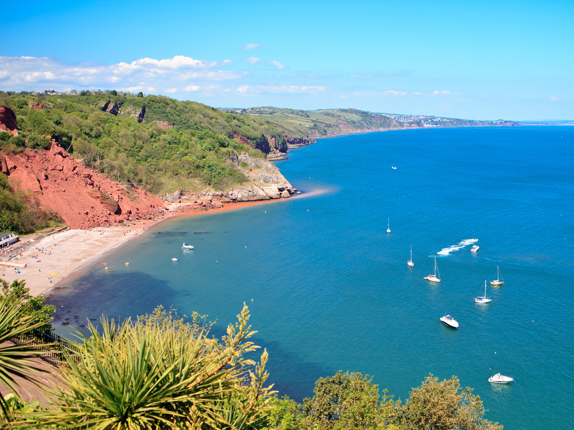 Babbacombe beach in Devon, England, View from above, sea and the coast
