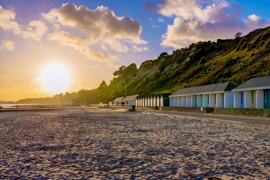 Bournemouth beach during sunset in England