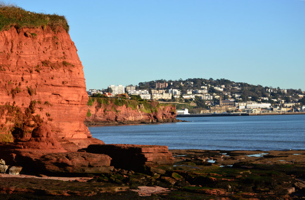 View of Torquay, Devon, from Red Rocks of Paignton, Torbay, England