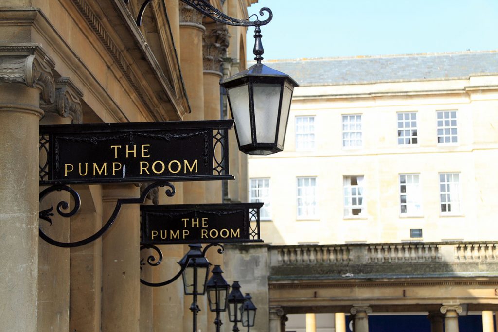 Sign of the pump rooms, indicating the entrance to the building