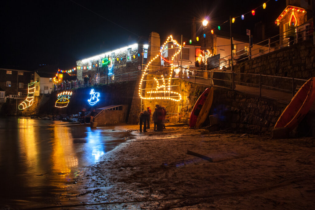 Famous Christmas Lights in the Cornish Village of Mousehole.