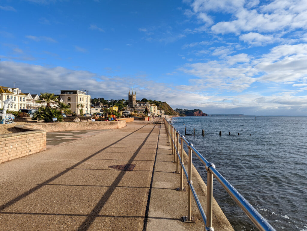 View of the sea at Teignmouth from along the sea wall
