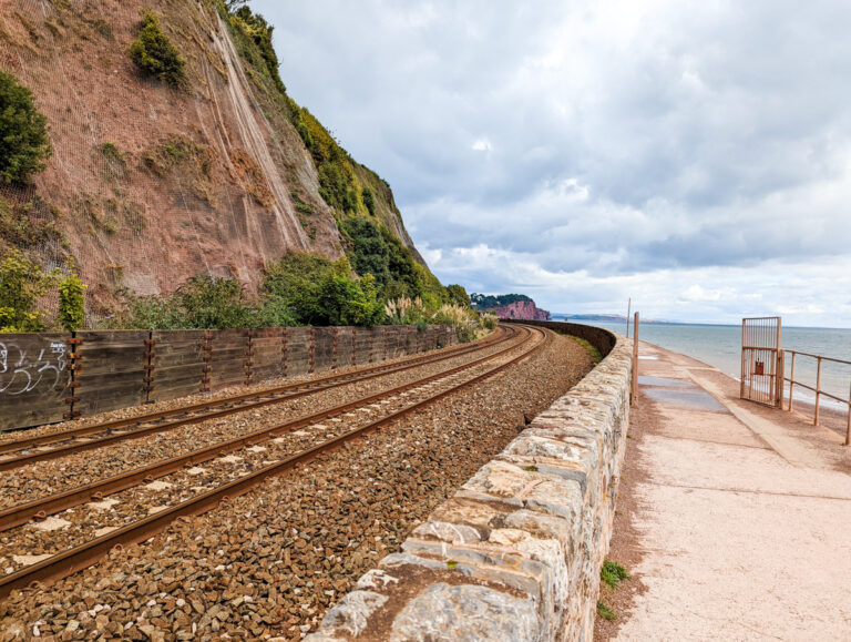 Route along the railway for the Teignmouth to Dawlish walk