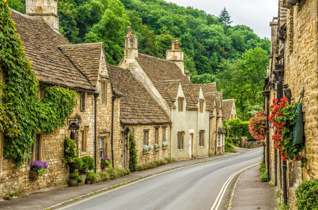 Historic houses in Castle Combe, Wiltshire, described as the prettiest village in England.