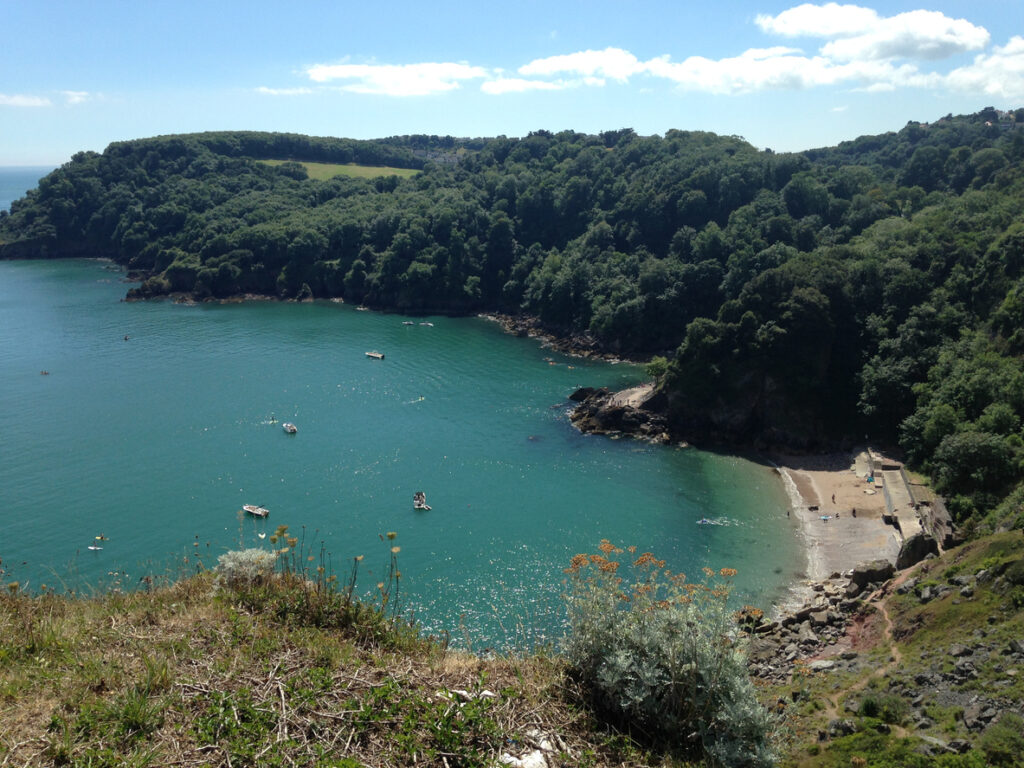 View of Anstey’s Cove from Wall’s Hill, Torquay, UK