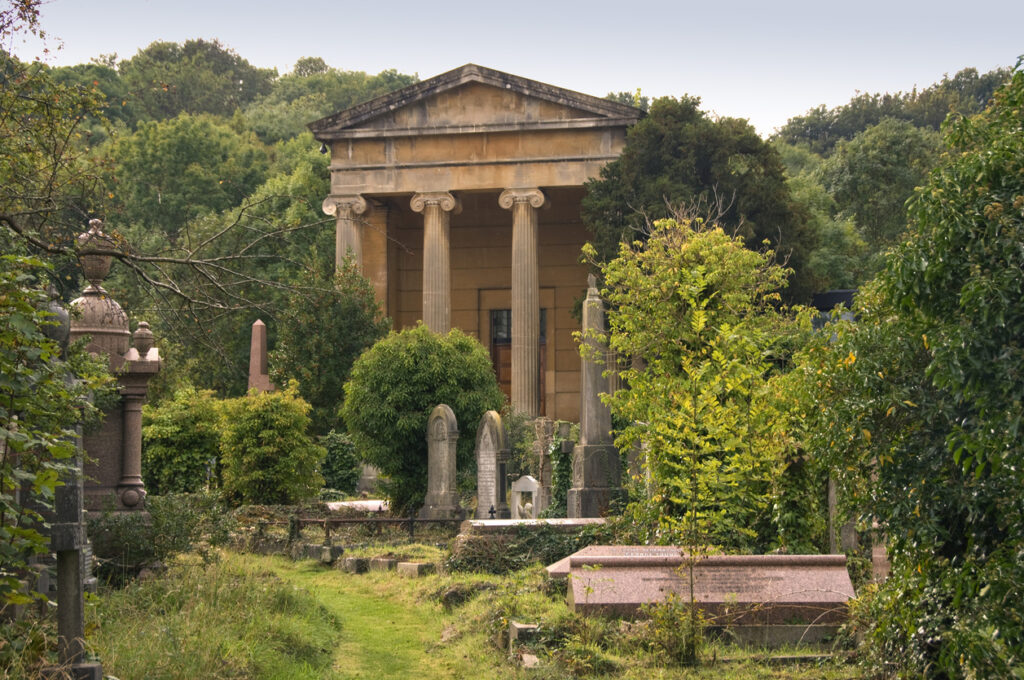 Arnos Vale Cemetery, Bristol, UK, with listed buildings and crematorium