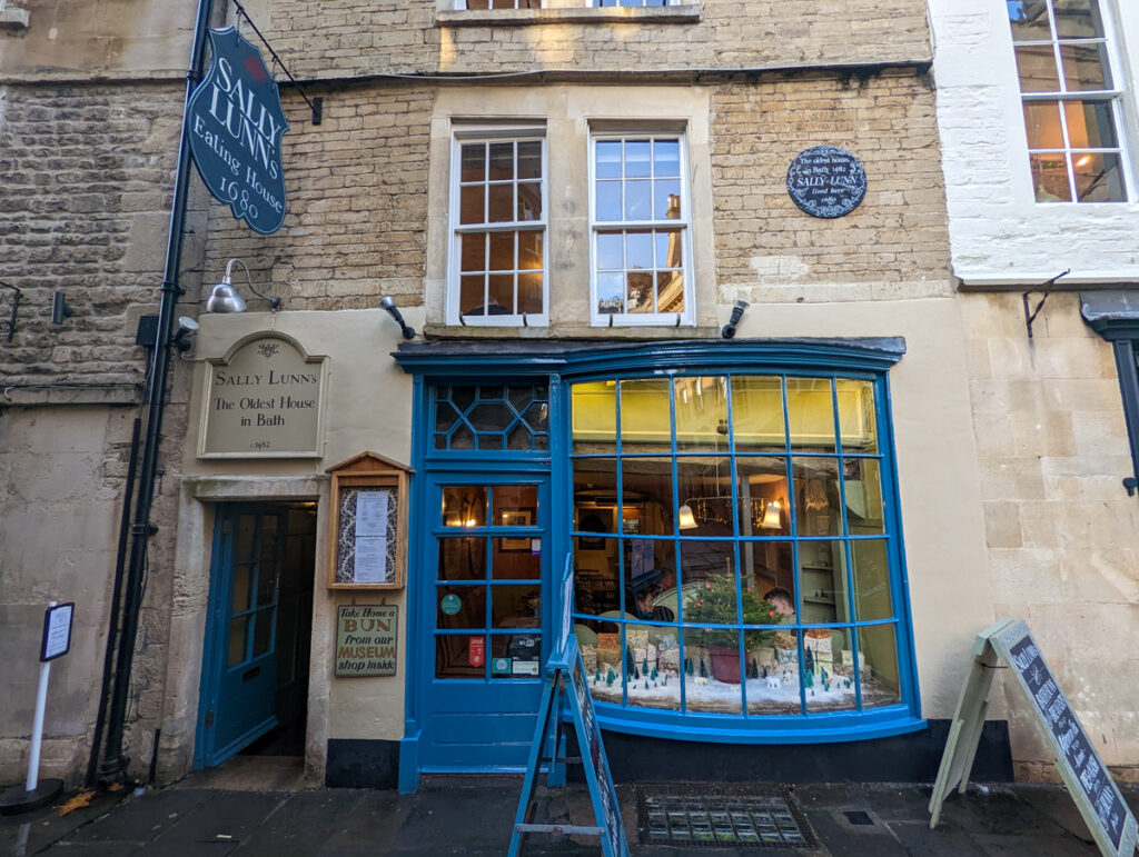 One of the oldest buildings in Bath, this is Sally Lunn's tea room where the famous Bath Bun was created. 