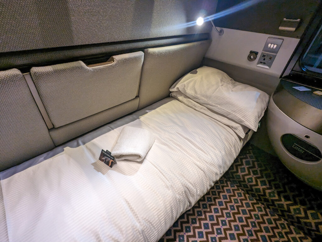 The cabin on the Night Riviera sleeper night service from London to Penzance