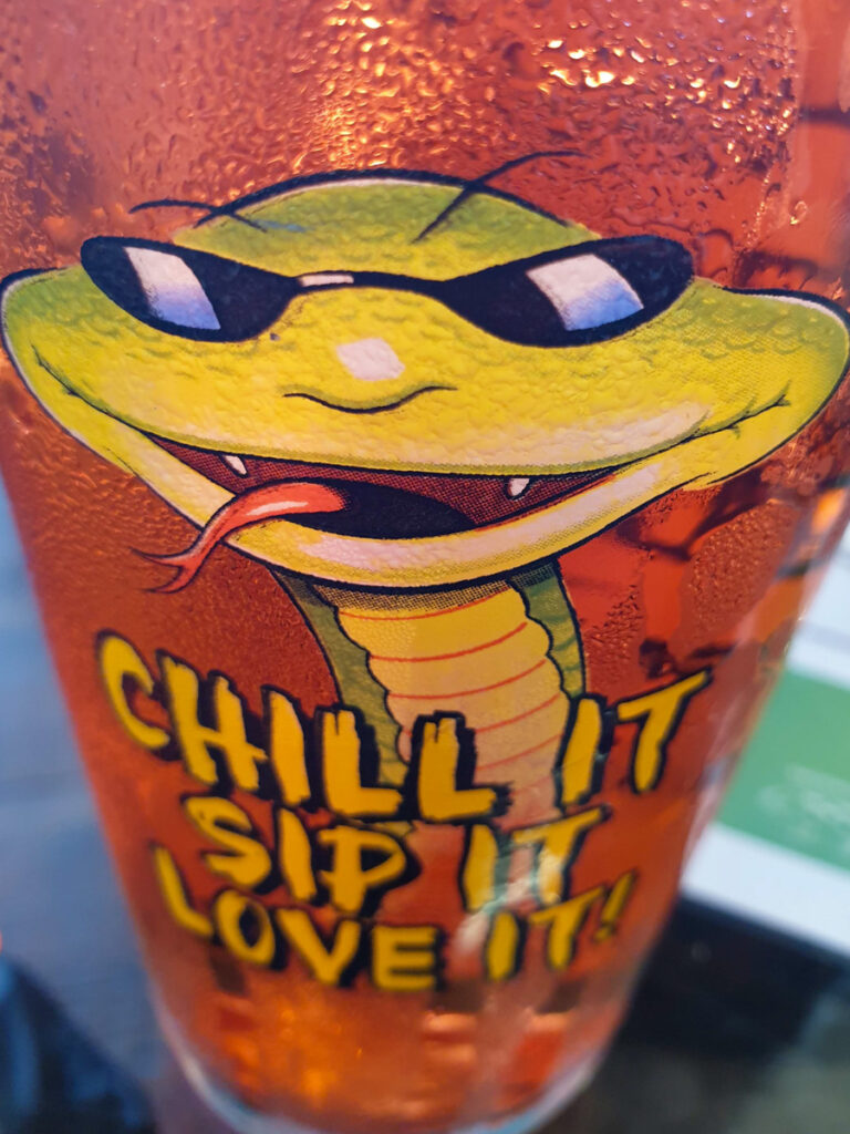 Red berry-flavoured cider with a snake on the front