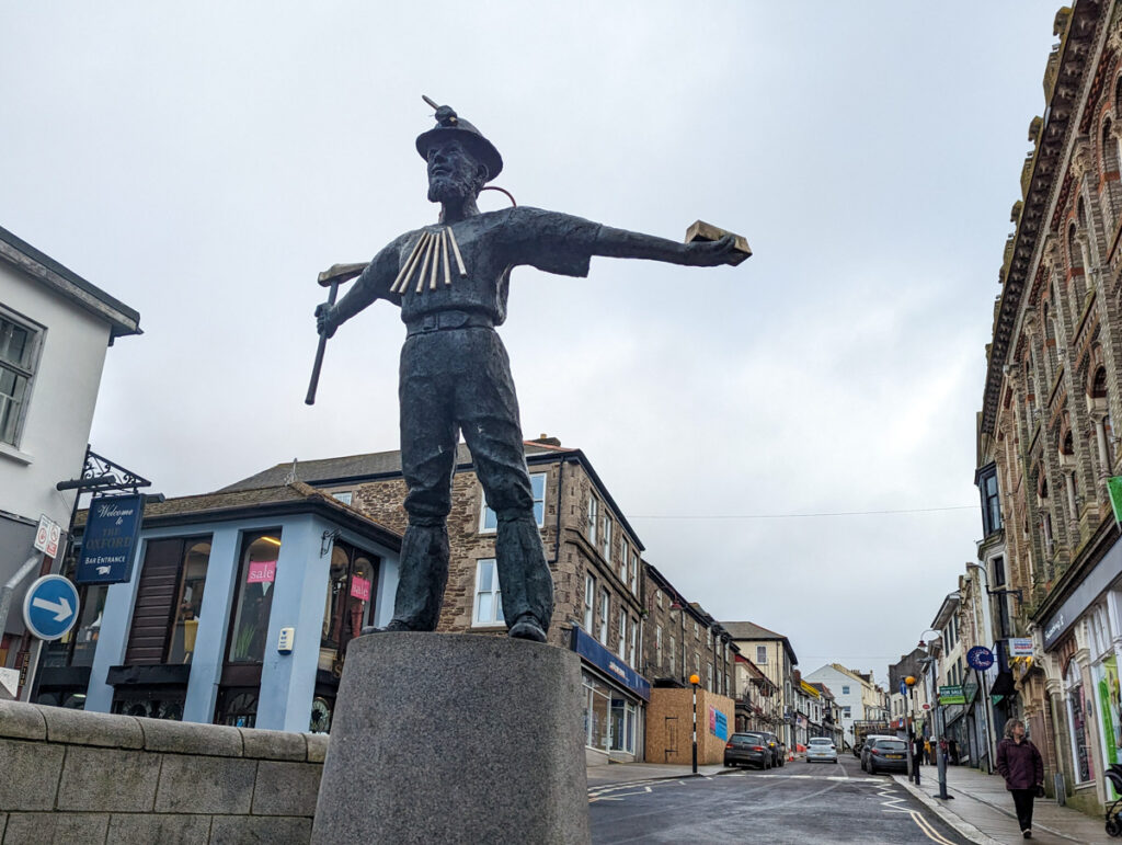 Statue of a Cornish miner in Redruth town centre