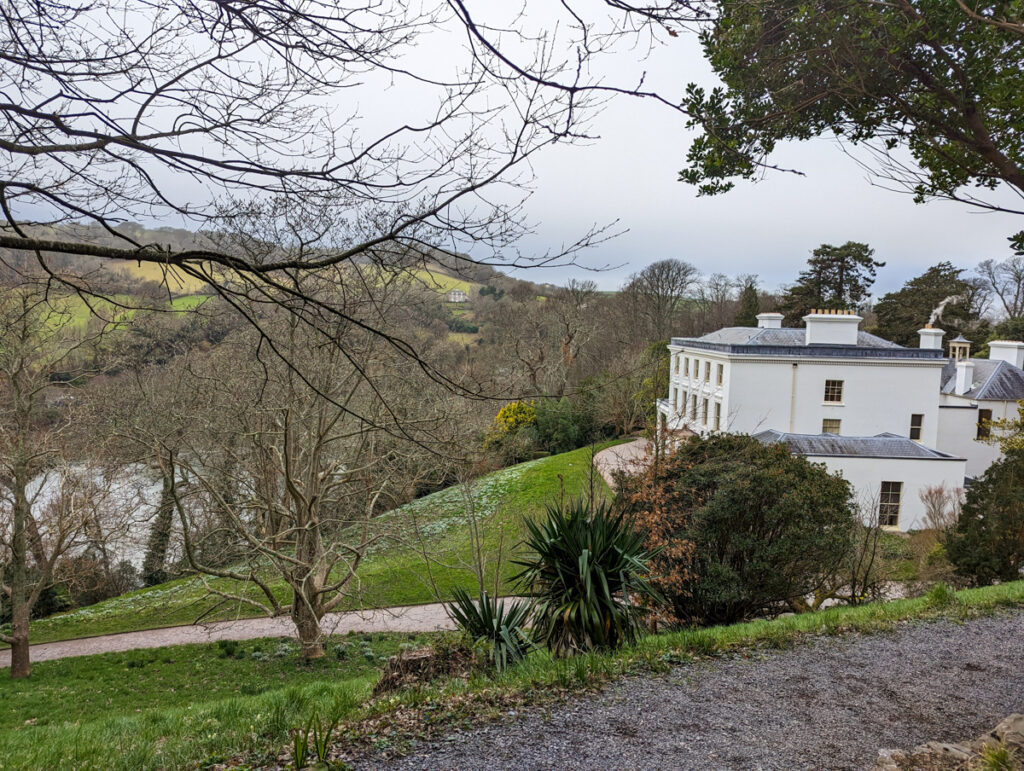 View of Greenway, Agatha Chritie's summer house, and view down to the River Dart