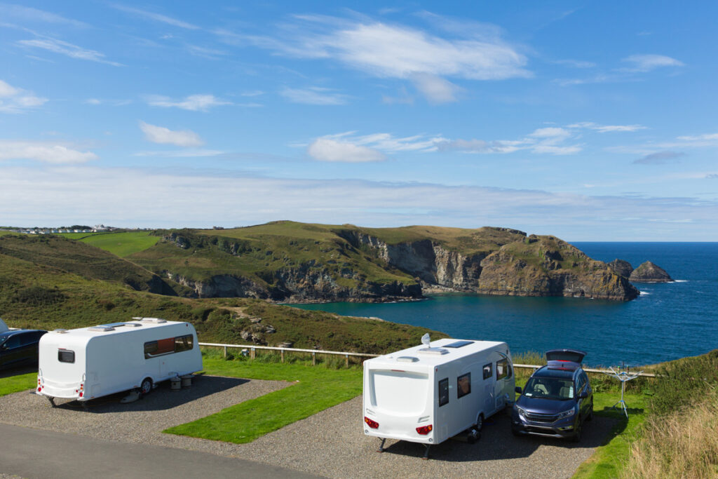 campsite overlooking coastline in Cornwall