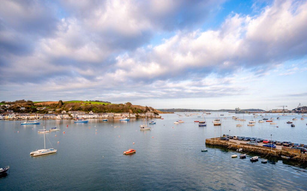 View of the Falmouth harbour, Corwall, United Kingdom.