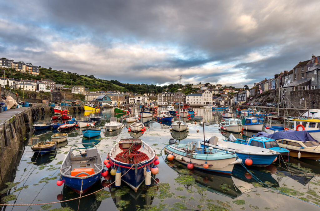 Boats in the harbour at Mevagissey on the south coastof Cornwall near St Austell