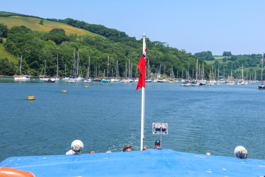 View from the back of the boat, over the River Dart