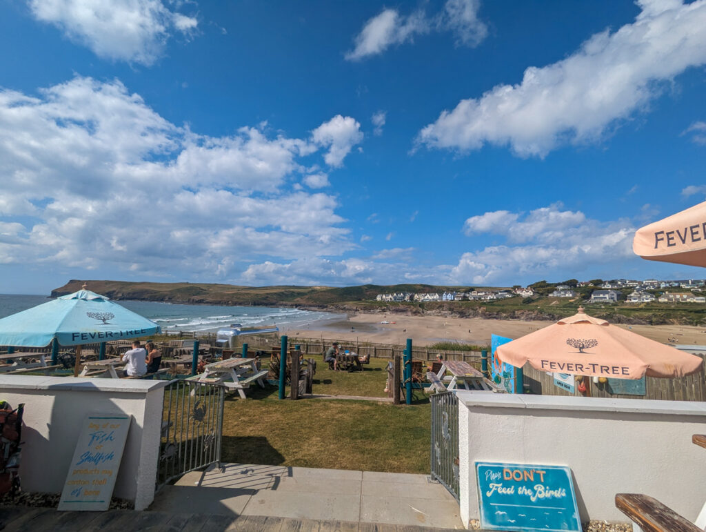 View from the Cracking Crab restaurant at Polzeath