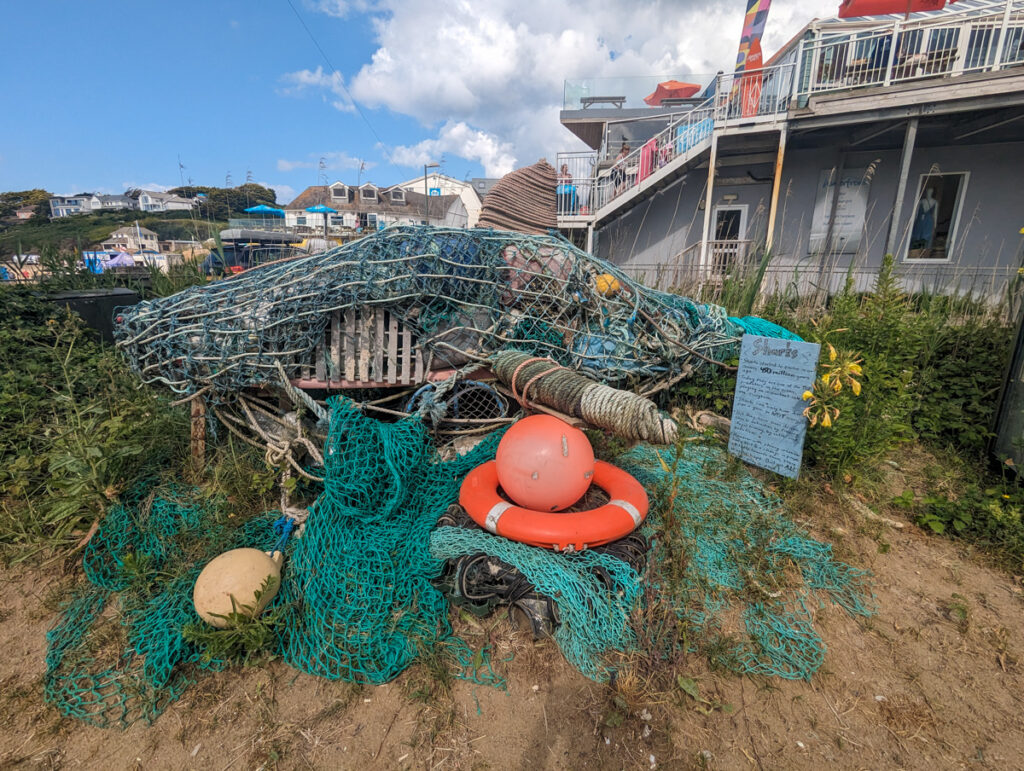Art made out of rubbish found on the beach in Polzeath