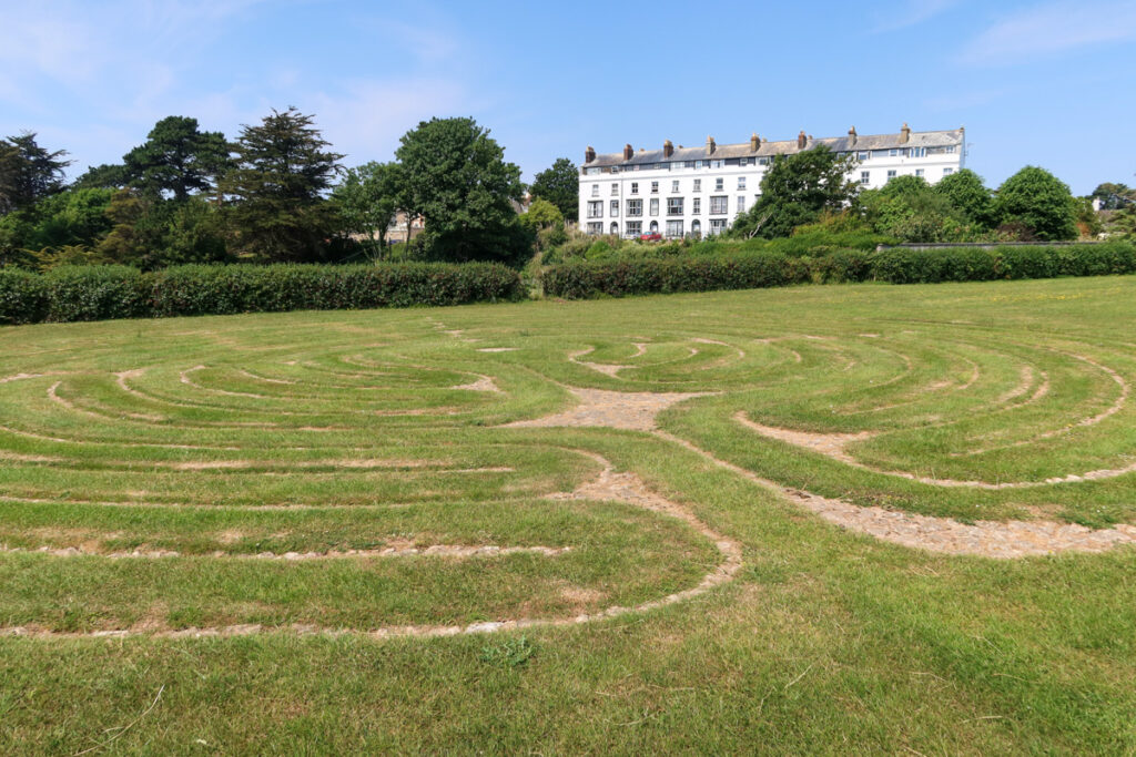 The Seaton Labyrinth in a park in the middle of the town.