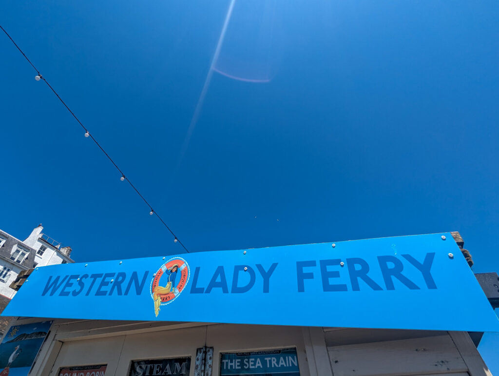 Sign of the Western Lady Ferry which connects Brixham with Torquay.