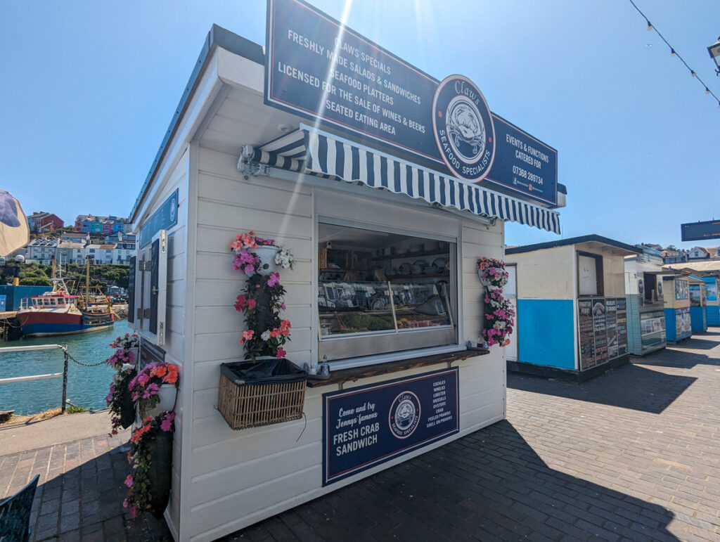 Claws seafood specialist that serves up fresh crab sandwiches in Brixham.
