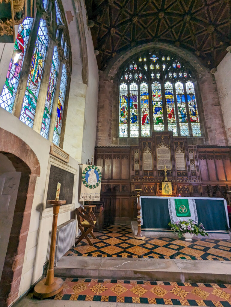The inside of St Mary's church, a grand place of worship in Totnes