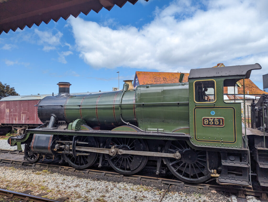 A steam train from the West Somerset Railway in the station at Minehead, a